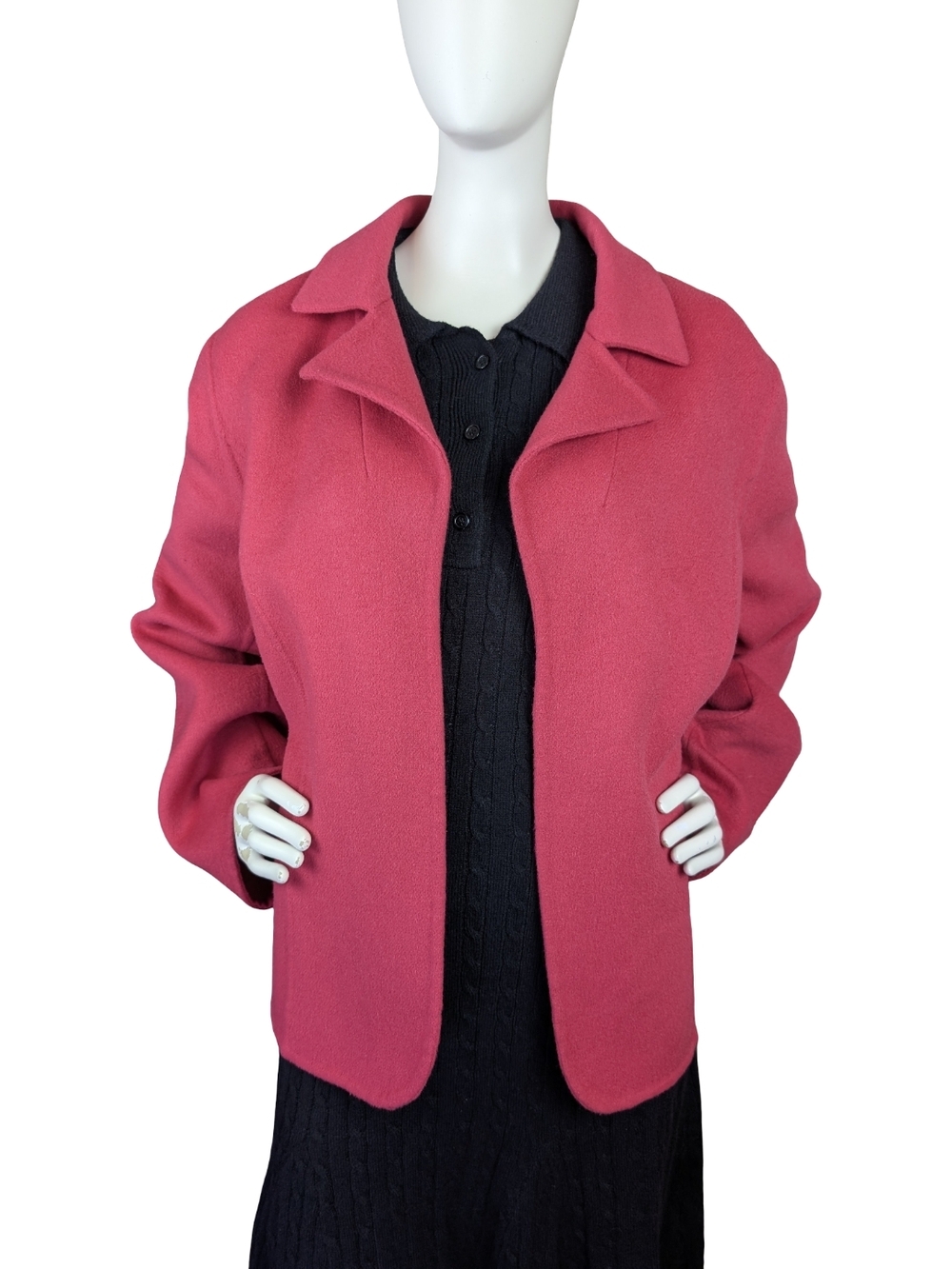 Vintage Austin Reed Hot Pink Wool Blend Open Front Jacket | Plus Sized 20W